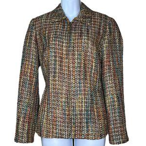 Coldwater Creek Women's Zip Work Wear Multicolor Jacket LibrarianCore Size 8